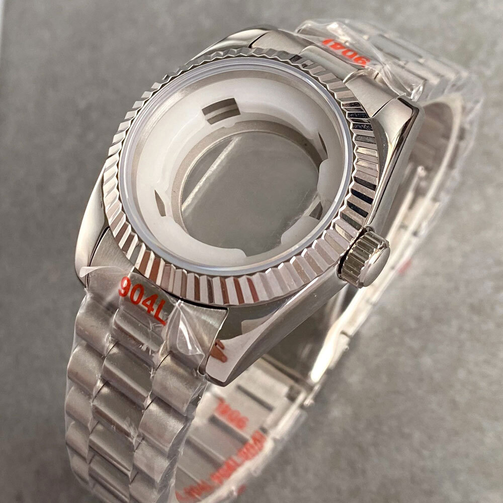 31mm Fluted Bezel Women Watch Case For NH05 NH06 Automatic Bracelet Sapphire