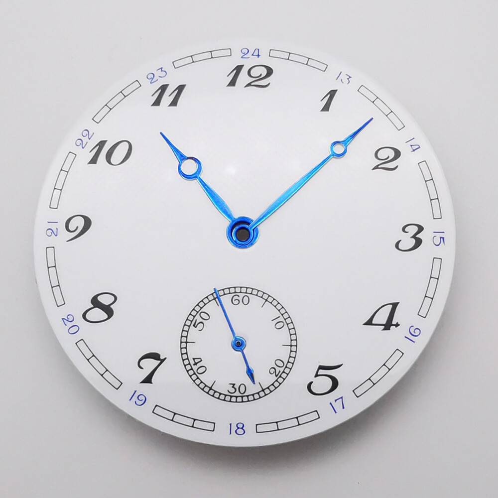 38.9mm white watch dial blue hands fit ETA 6498 ST3620 manual winding movement