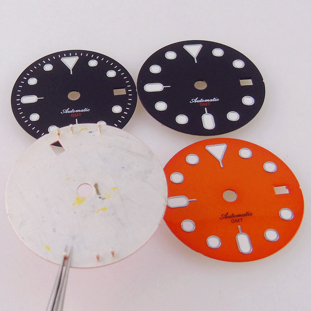 29MM GMT Black Orange Dial Luminous Dial For MOD Dial Japan NH34A NH34 movement