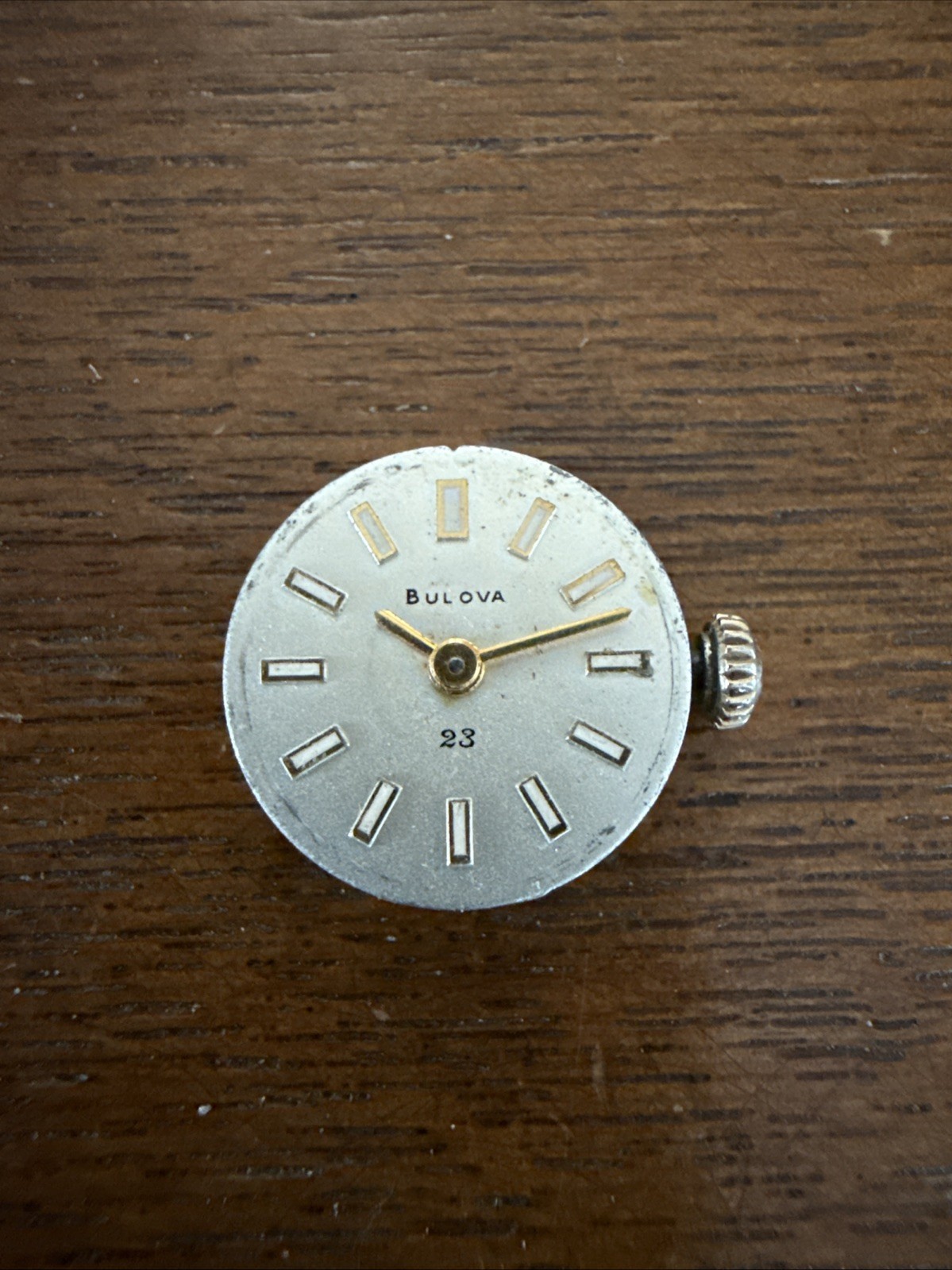 Vintage Bulova Cal. 5AZ 23 jewel watch movement running With Dial And Crown