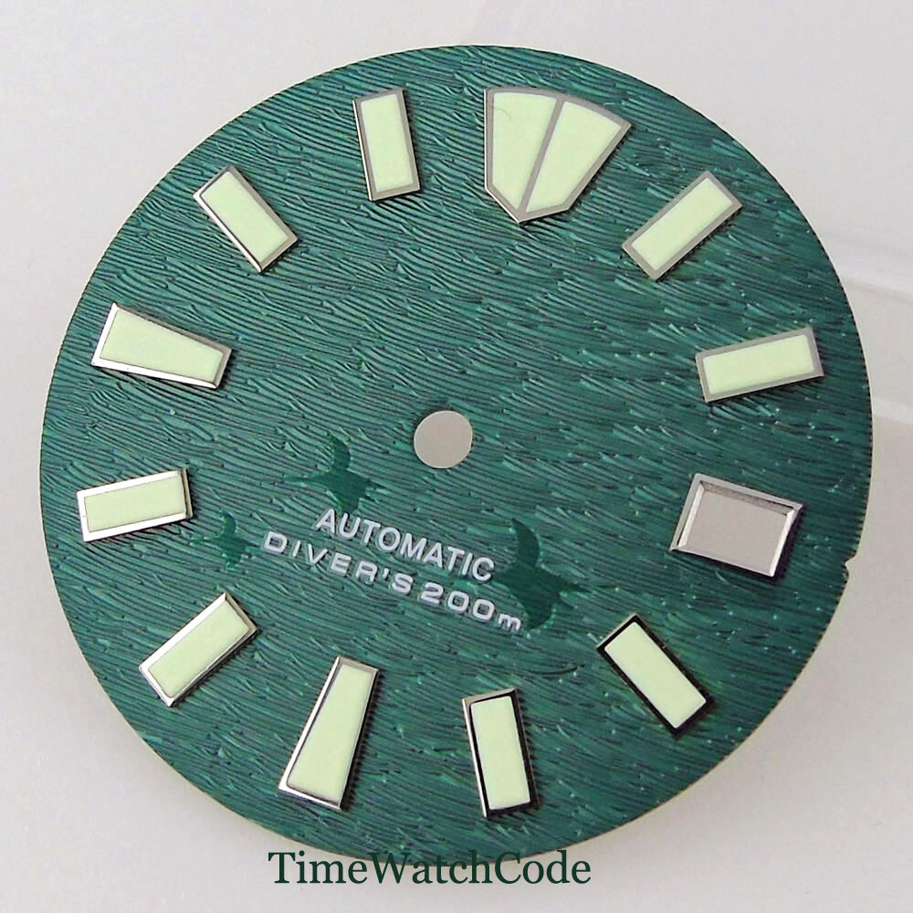 29mm Watch Dial Face Fit for NH35 NH36 Movement 3H 3.8H 4.1H Crown Green Lume