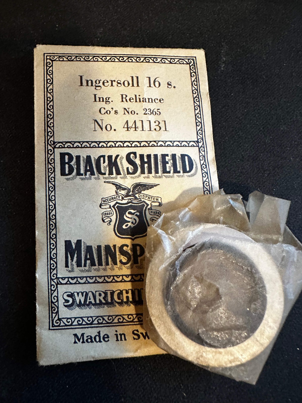Swartchild Black Shield Mainspring #441131 for 16s Ingersoll Reliance No. 2365 –