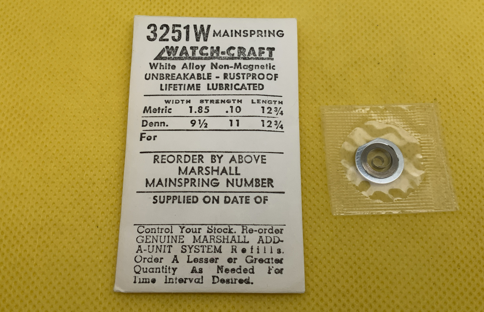 Watchcraft 3215W Mainspring. (9.5 X 11 X 12.75) New Old Stock (712M-126X) R