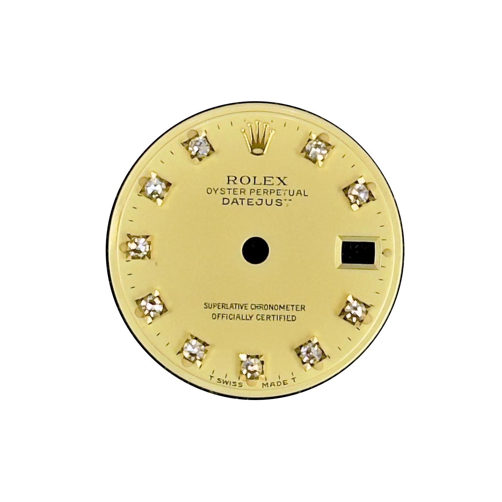 ROLEX ORIGINAL DIAL DATEJUST 26MM CHAMPAGNE DIAMOND MARKERS YELLOW GOLD CROWN