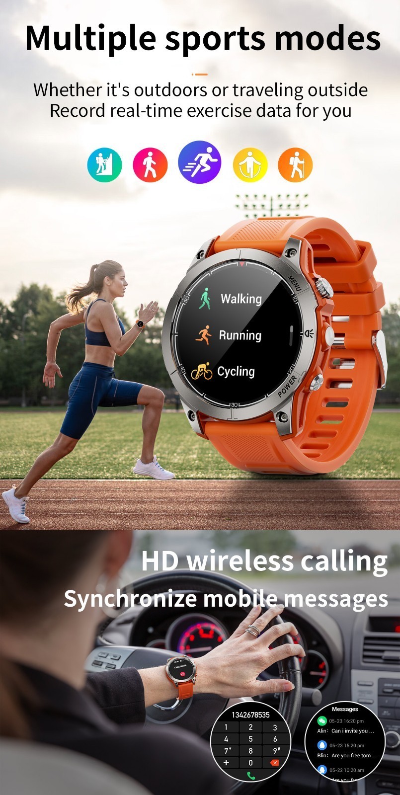 Smart Watch Sports Watch Bluetooth Smartwatch NFC Heart Monitor Waterproof Gift
