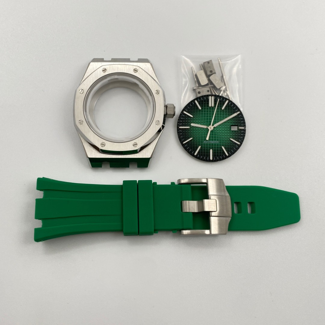 41mm Stainless Steel Case Sapphire Glass Rubber watch strap For NH35 31.8 Dial
