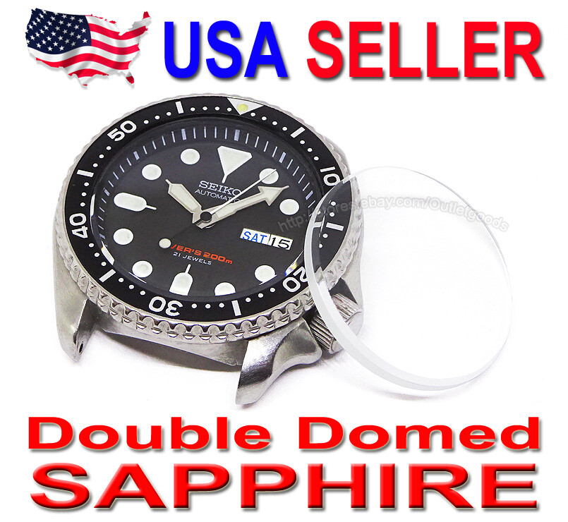 Sapphire Double Dome Watch Crystal fits Seiko SKX007 SKX009 200M Diver 7S26-0020