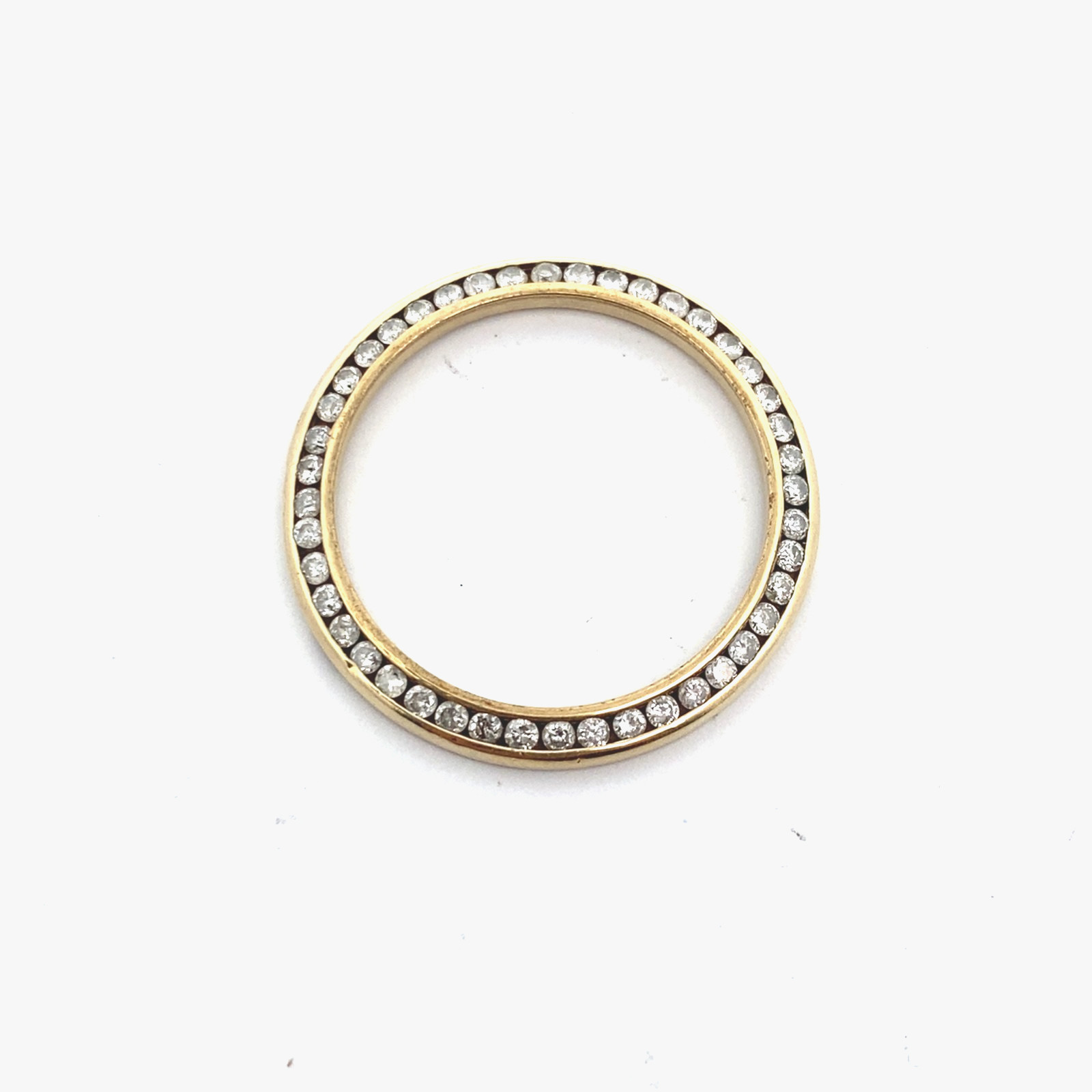 Custom 10k Yellow Gold Aftermarket Diamond Encrusted Channel Set Watch Bezel