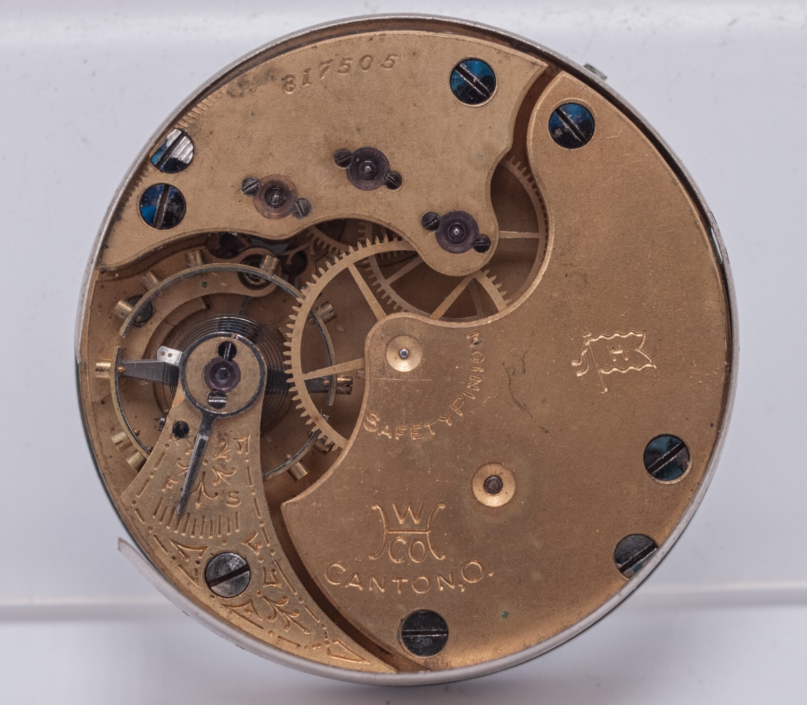 1893 – Hampden 110 H Flag Lever Set 16s 11j Pocket Watch Movement – Runs AS-IS