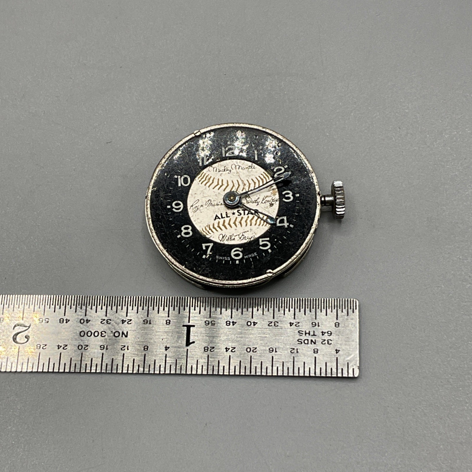 Vintage 1960’s Mantle Maris Mays All Star Baseball Metal Watch Movement