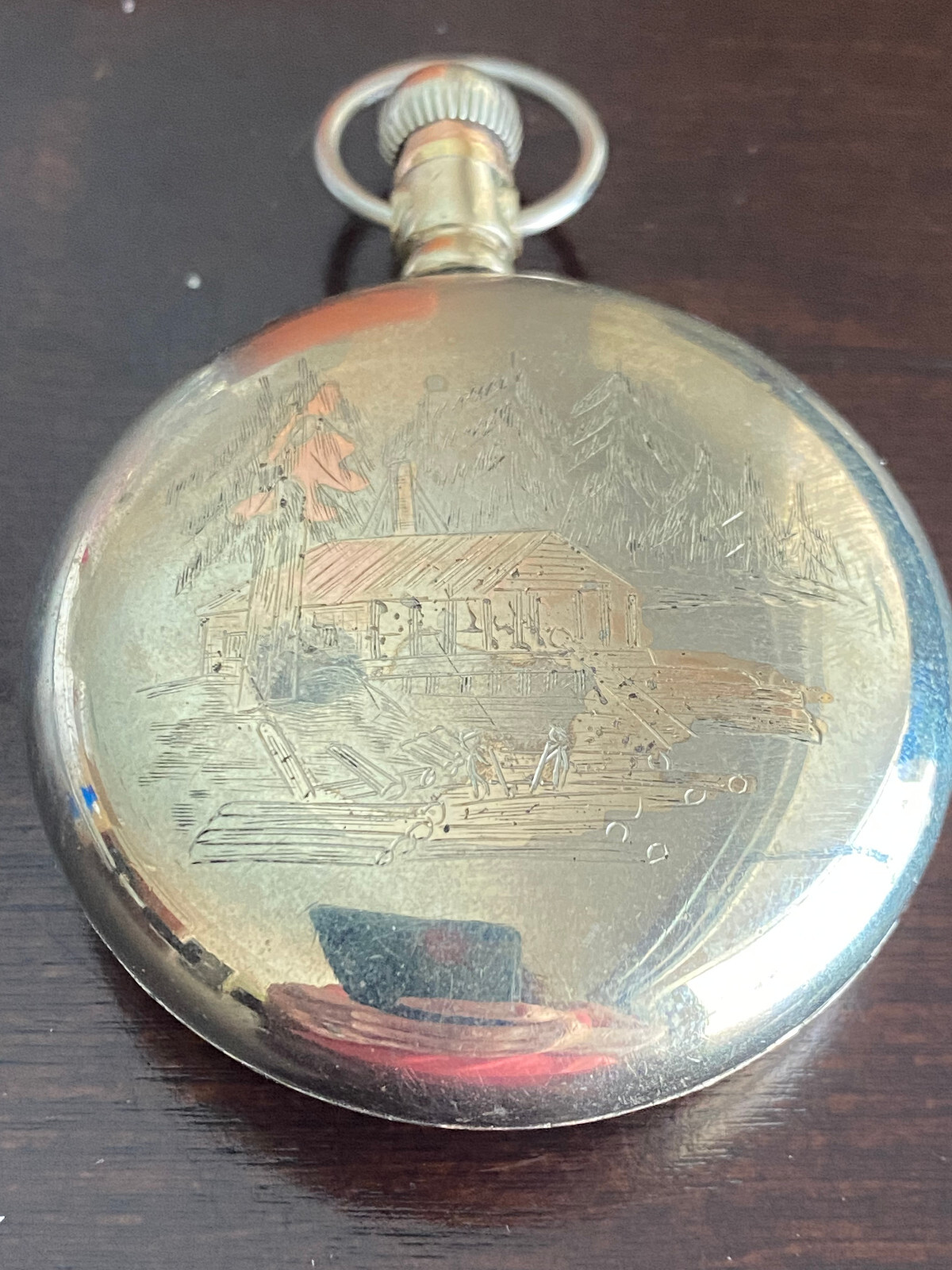 VINTAGE 18S CRESCENT POCKET WATCH CASE ONLY, SWING OUT, PENDANT AND LEVER SET