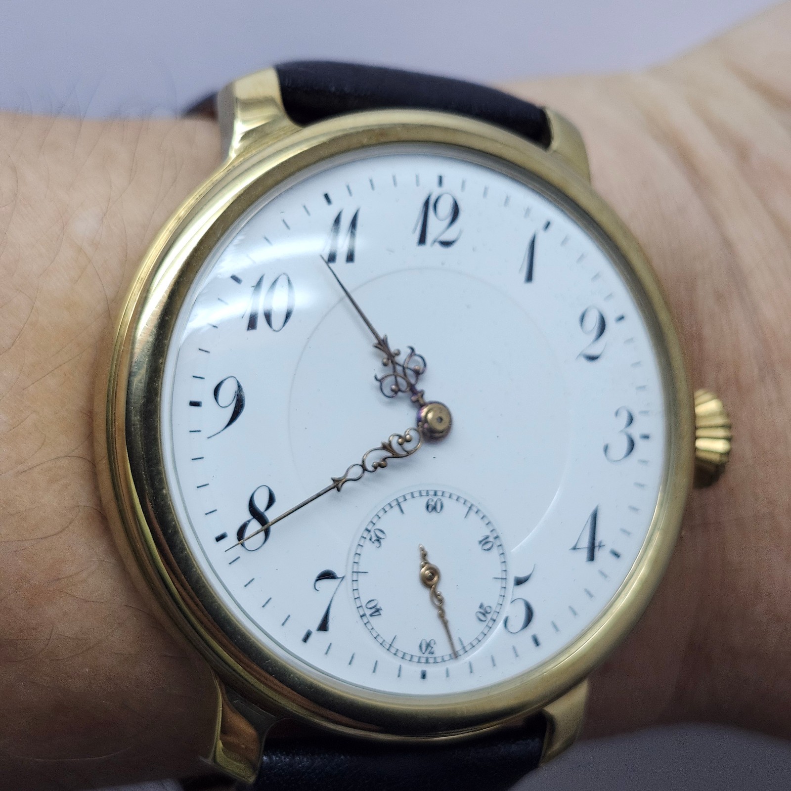 Working Marriage Wristwatch – Enamel Dial -Filigree Hands – 50mm