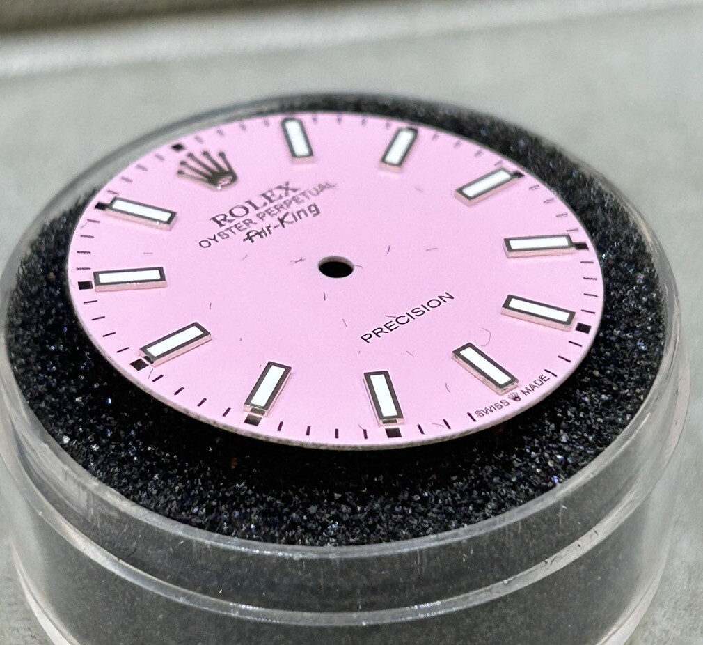 Rolex Air-King 34mm Custom Pink Lume Index Dial For 14000 14010 14200 114200