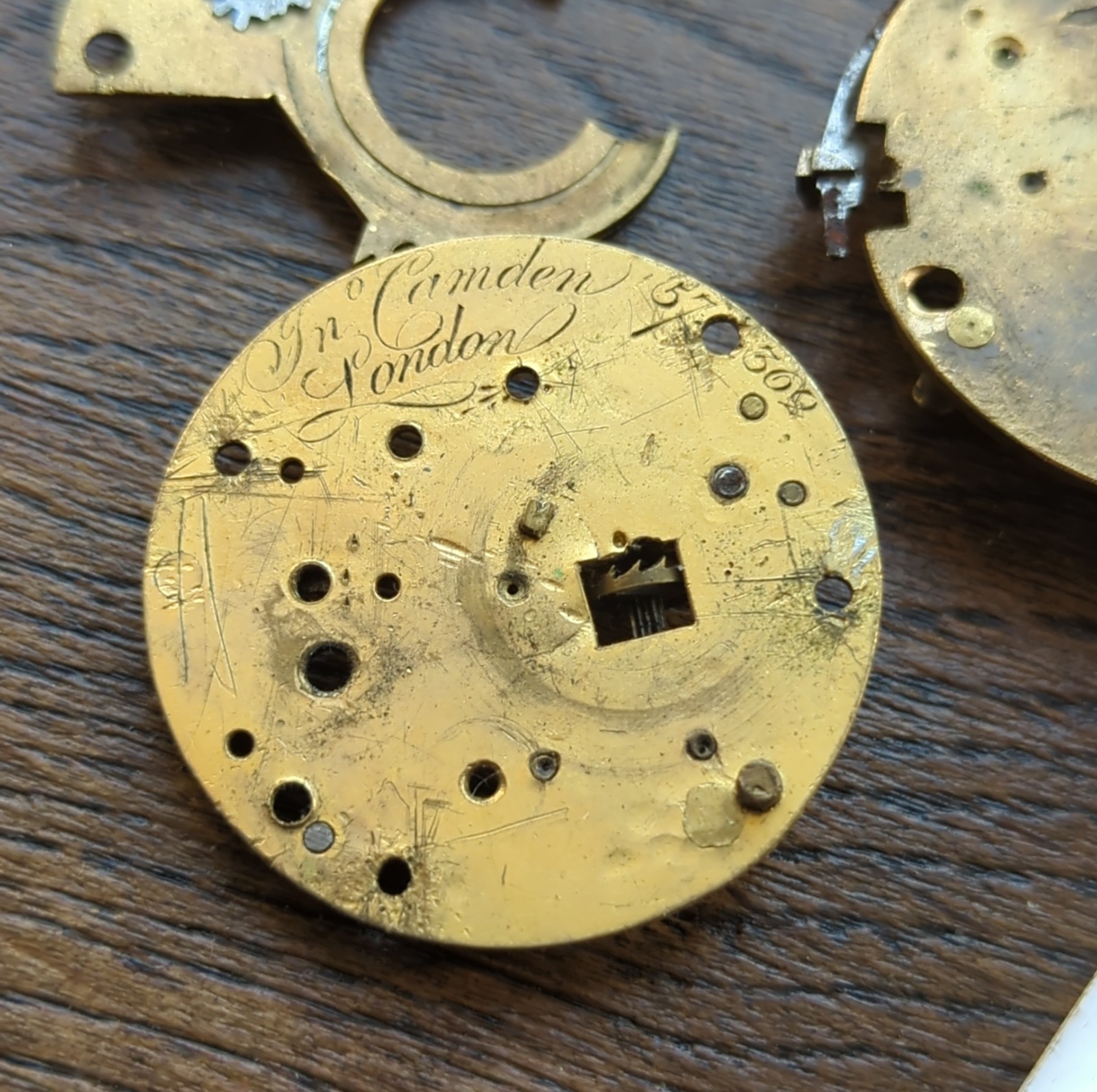 18th Century London Maker Verge Fusee Pocket Watch Movement In Pieces (CU22)