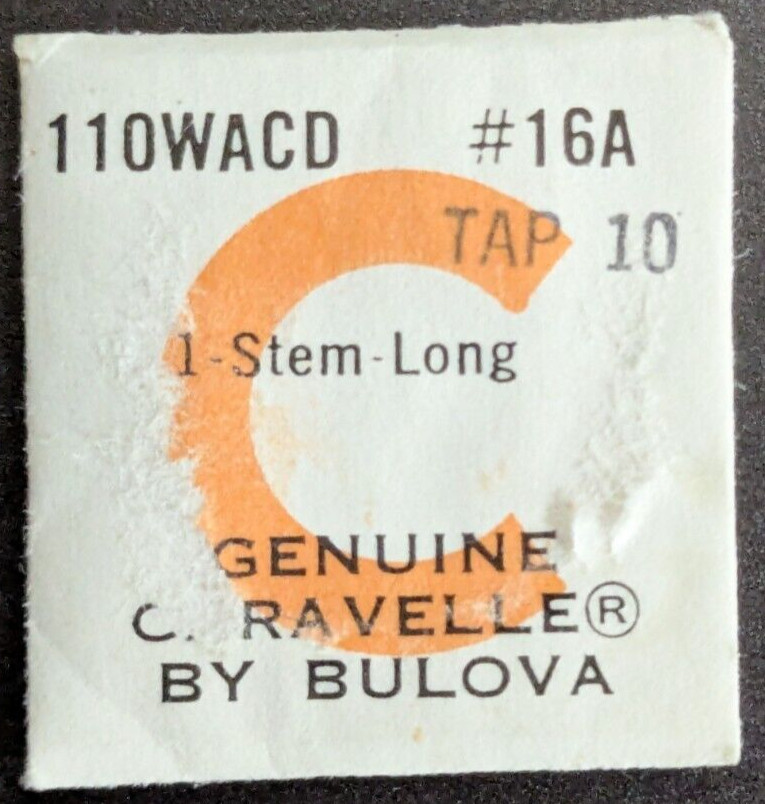 NOS NEW Genuine Bulova Caravelle Cal. 11OWACD # 16A Long Winding Stem Watch Part