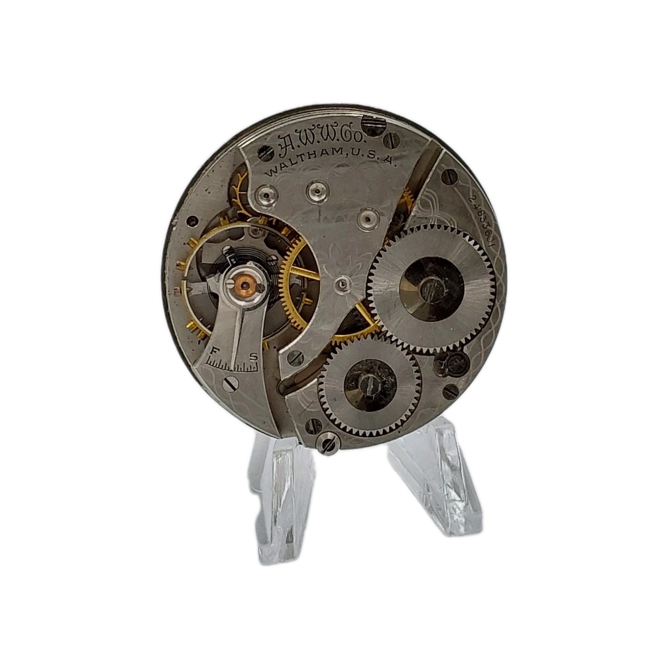 Waltham Traveler 16s Movement Double Sunk Metal Dial Hands Watch Part Video 1891