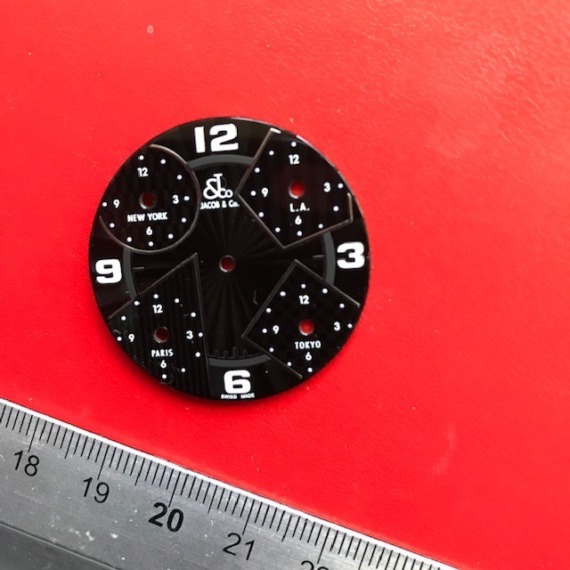 Jacob & Co Large Watch Dial Five Time Zone Glossy Black 34 mm diameter NOS
