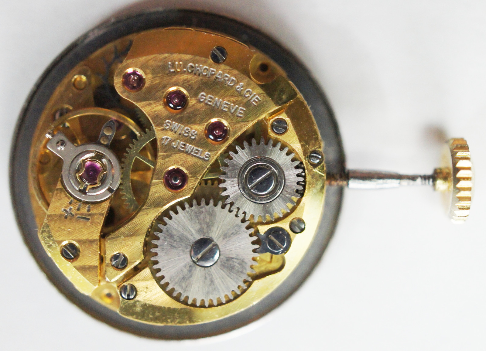 LU Chopard & CIE Geneve Felsa 4130 Watch Movement w/ Malachite Dial Hands Crown