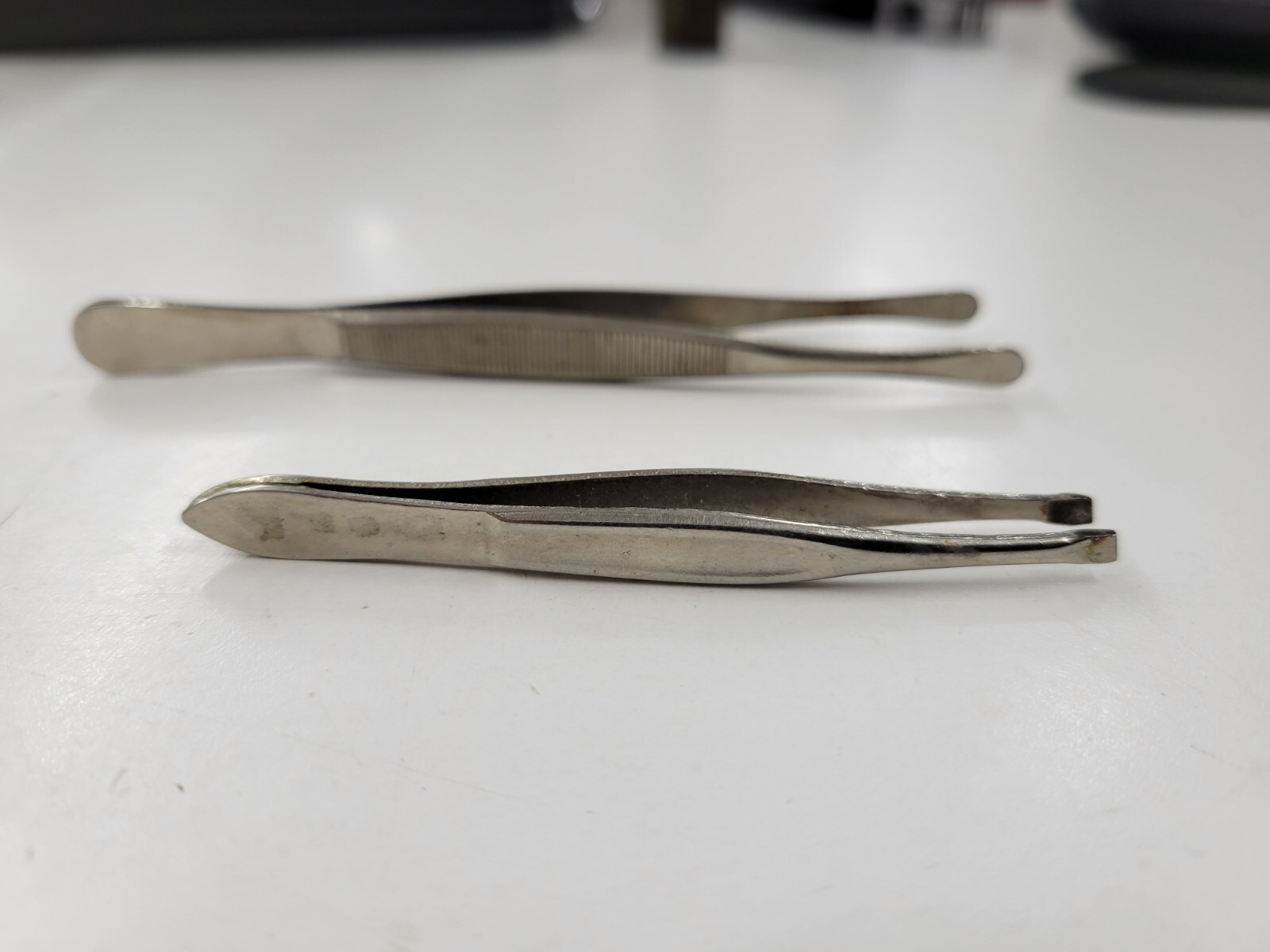 Vintage Lot Of Two Chrome Metal Tweezers. 1 Lacross 1 Unbranded