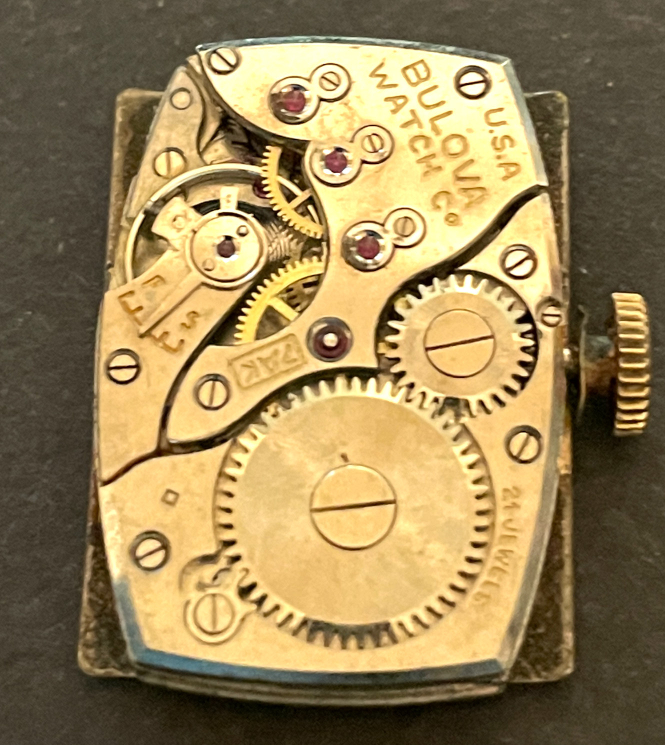 Vintage Bulova Cal 7AK Men’s Watch Movement Parts Good Balance 7 AK 21j USA