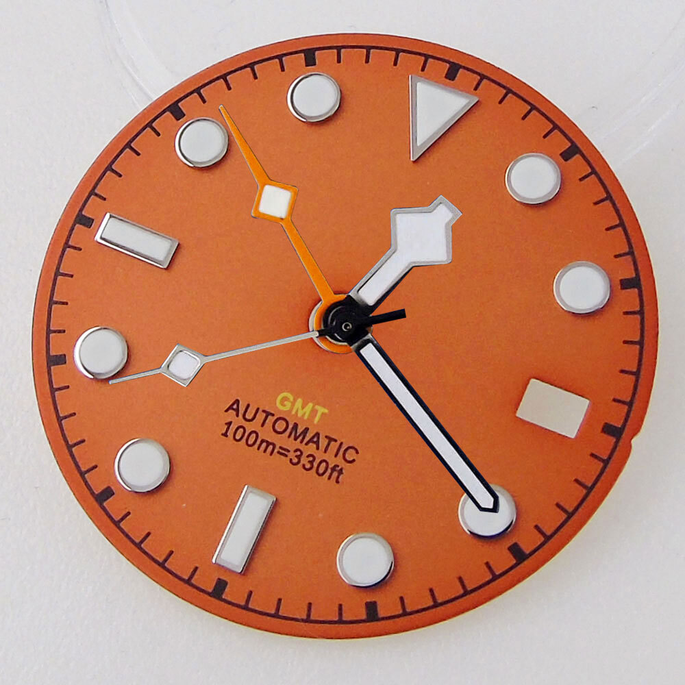 29MM GMT Black White Blue Dial Luminous Dial For MOD Dial Japan NH34A movement