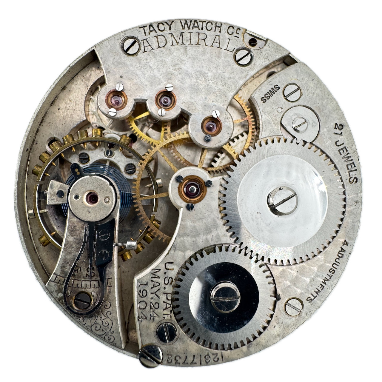 Antique 16s Tacy 21 Jewel Mechanical Pocket Watch Movement Admiral Swiss