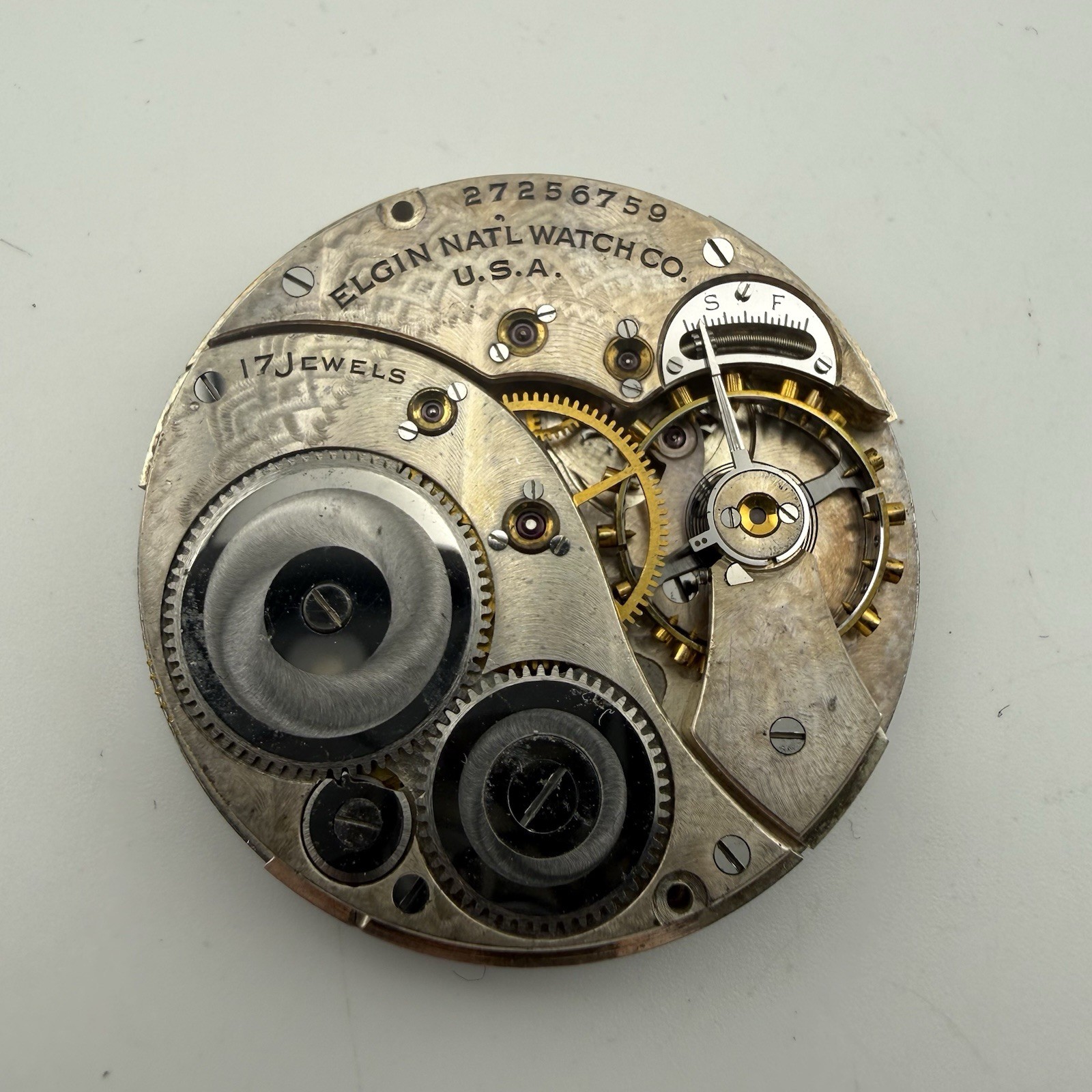 Vintage Elgin 12s 17J Grade 345 Pocket Watch Movement – For Parts
