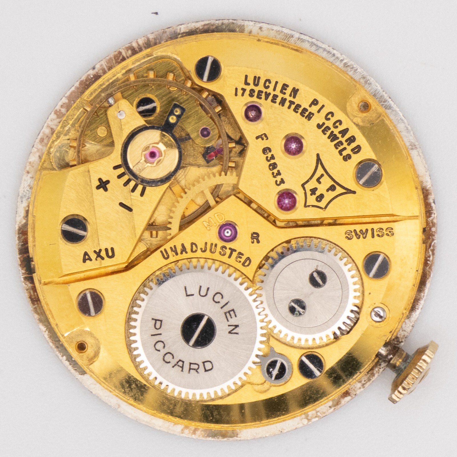 Vintage Lucien Piccard Caliber LP48 17-Jewel Wristwatch Movement, Keeps Time