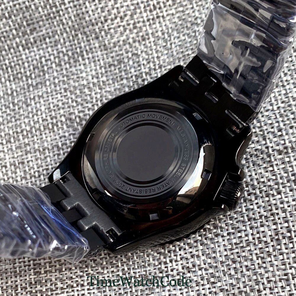 41mm 200m Diver Black PVD Watch Case Fit NH35 NH36 Ceramic Bezel Sapphire Glass