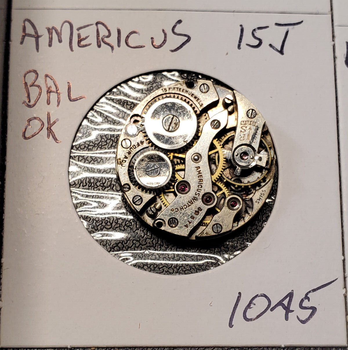 LADIES AMERICUS 15J WRIST WATCH MOVEMENT #1045