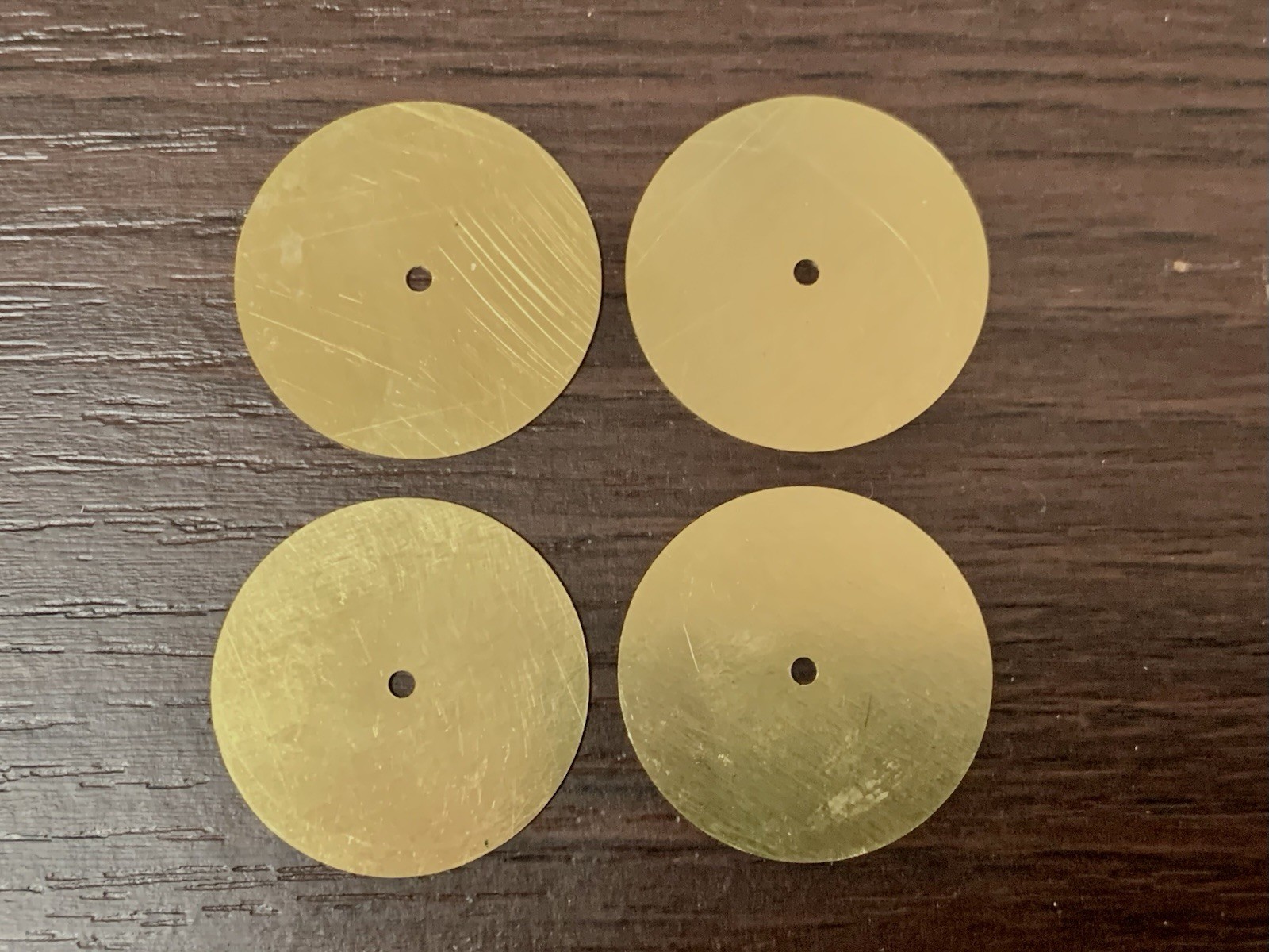 Blank dials / watch dials – yellow brass Ø 28,5 mm / 0,4 mm .