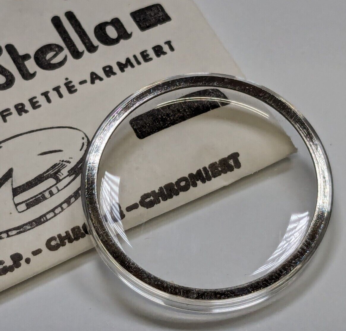 NOS Stella Round Armored Watch Crystal WRA-B / Extra Wide – Chrome Tension Ring