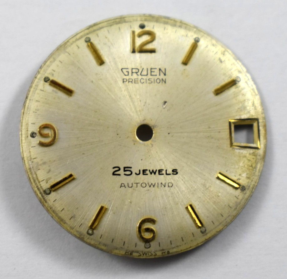 Vintage Gruen Precision Wrist Watch Dial 27.50mm 25J Autowind Date lot.wh
