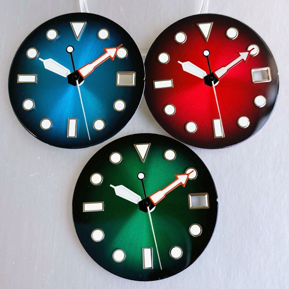 29MM Gradient Watch Dial Green Lume For NH35 NH36 ETA2824 PT5000 Movement Parts