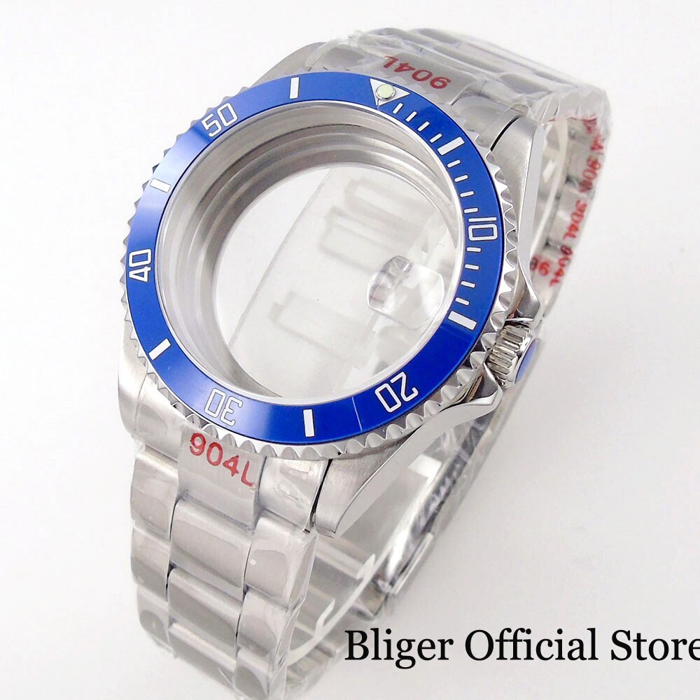 Sky Blue 40mm Watch Case 20ATM Fit NH35 NH34 GMT PT5000 Steel Strap 120 Click