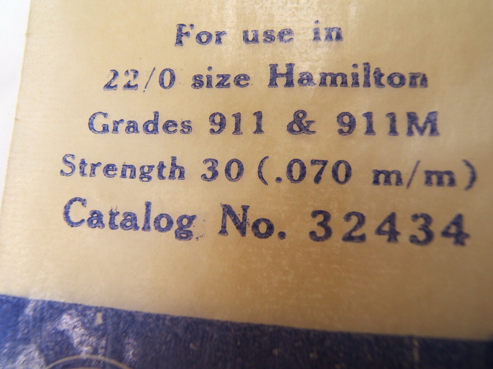 HAMILTON WATCH MAINSPRING 22/0 GRADE 911 & 911M CAT NO 32434 DYNAVAR STRENGTH 30