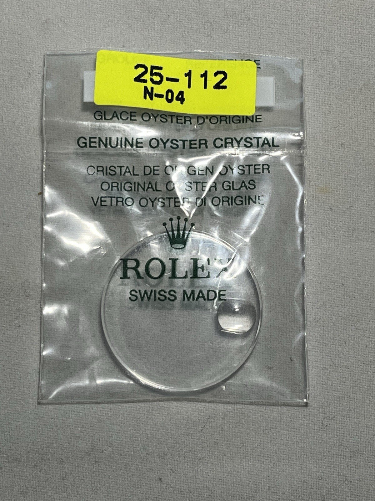 Rolex 25-112 Crystal, Genuine Factory Sealed, New Old Stock