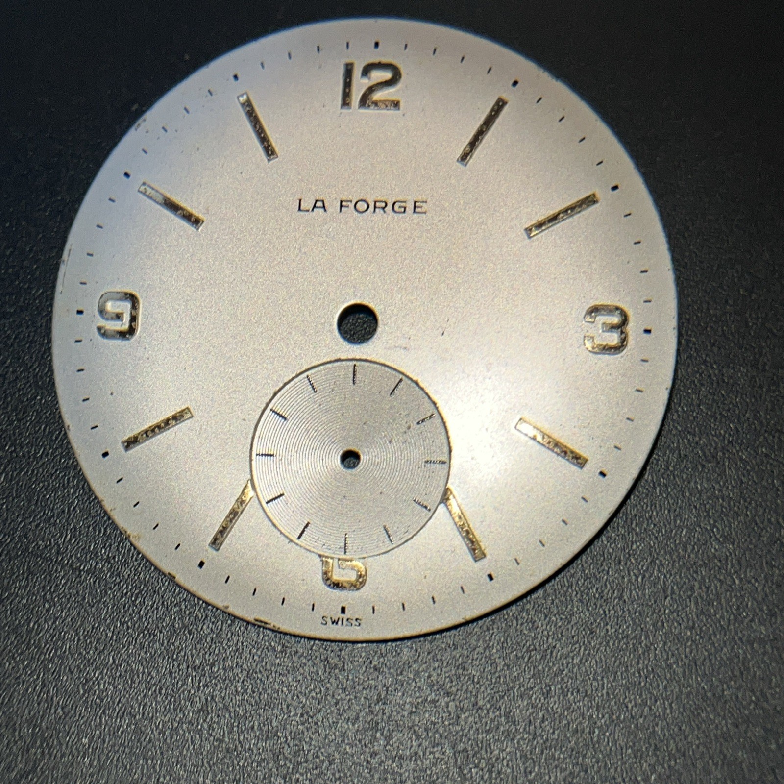 VTG La Forge Watch Dial with Sub -Seconds Swiss Made for Parts Repair