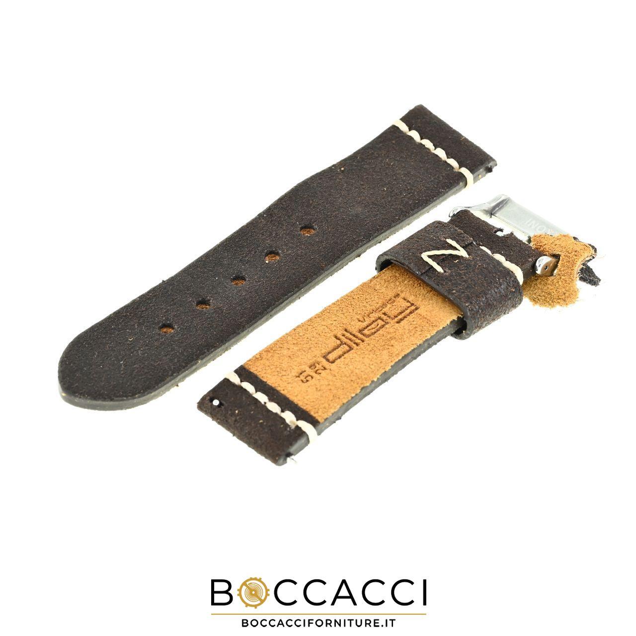 DILOY Easy Fit/Remove Strap 20mm Dark Brown Aged Leather Stitched…