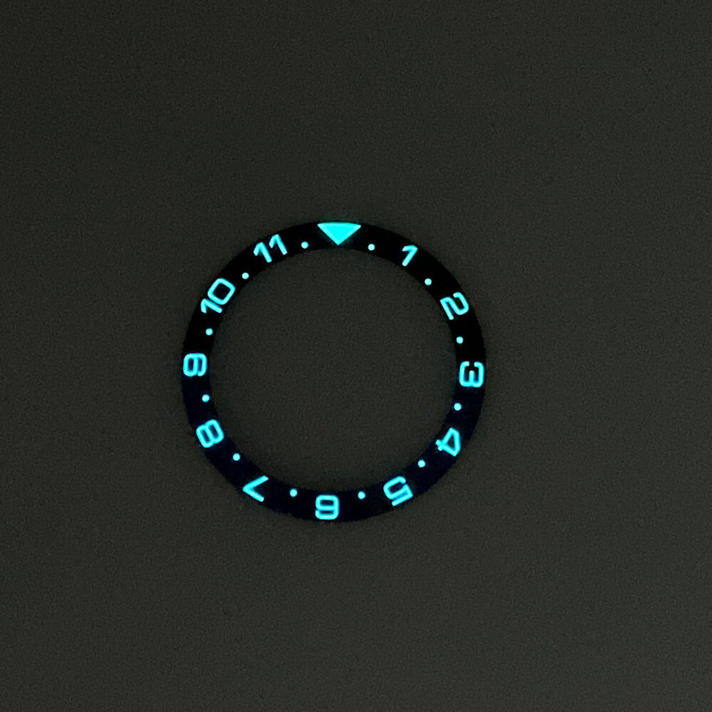 Black Blue Ceramic Bezel Insert Parts For 40mm Watch Case Luminous