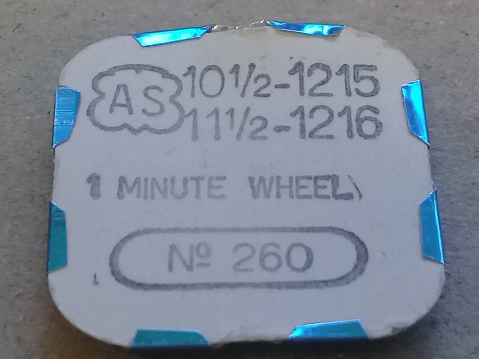 AS Cal. 1215 1216 – Minute Wheel – Part 260. 10.5”’ & 11.5”’ (TC930)