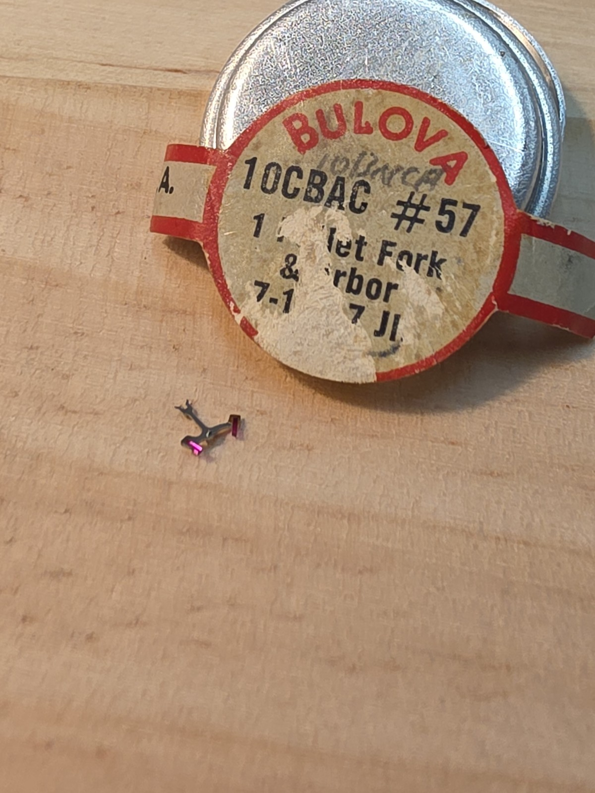 Vintage NOS Bulova 10CBAC 10BNCH P/N 57 Pallet Fork W/Arbor Parts Spares Repairs