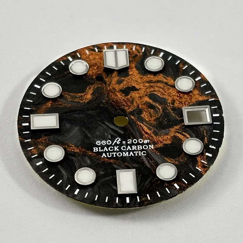 Lava Carbon Fiber Dial 28.5mm Dial BGW9 C3 Lume for NH35 Movement