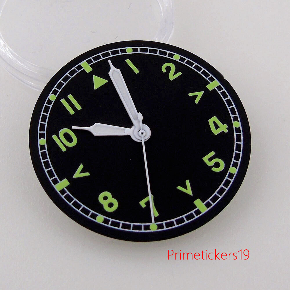29mm Black Dial Arabic Numerals White Hands Green Luminous Fit NH35 NH36 ETA2824
