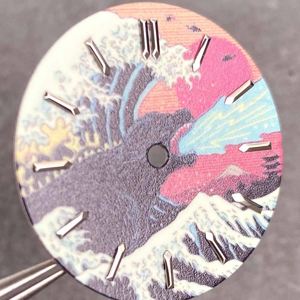 Full Luminous 28.5mm Dial Creative Surfing Dial for Kanagawa Watch Dial NH35 NH3