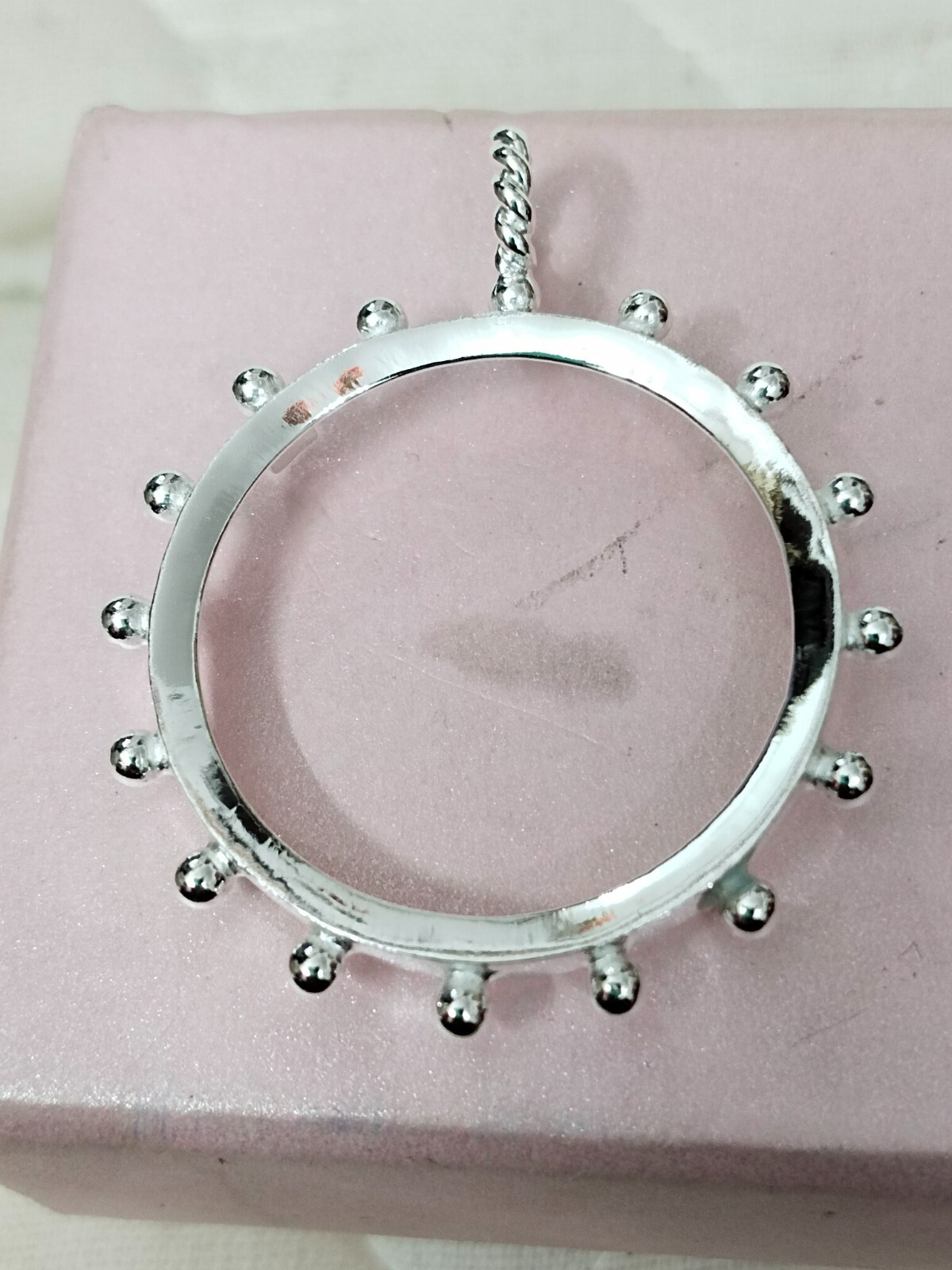 925 Sterling Silver Round Pendant setting prong Blank Bezel Holder Coin