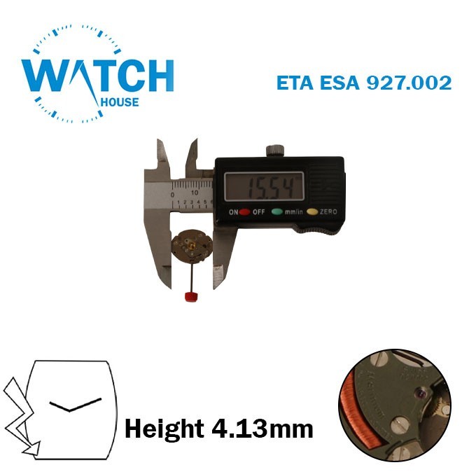 ETA/ ESA 927.002 Swiss Quartz Movement, 2 Hands, Without Disk, H:4.13mm,6 Jewels