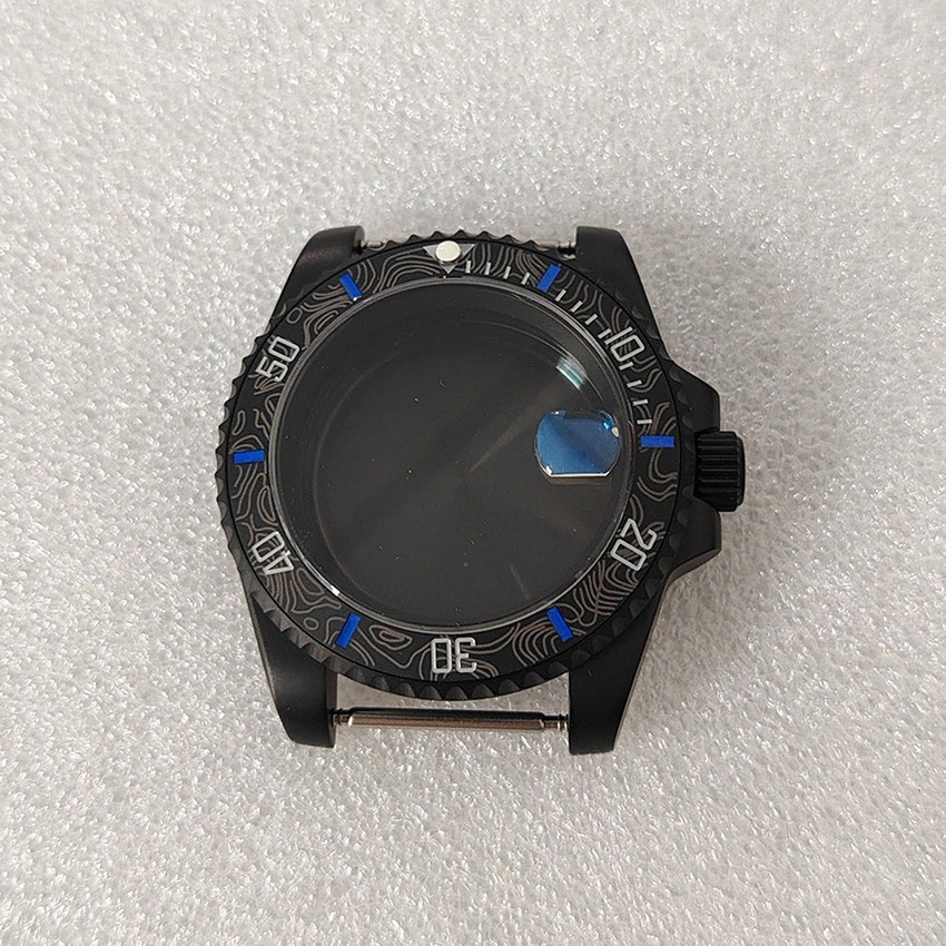 40MM SUB Black Frosted Bezel Watch Case Sapphire Glass for NH35/NH36 Movement