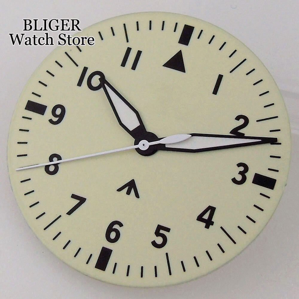 Full Lume Dial 33.5mm Watch Dial Beige fit NH35 NH36 Movement Watch Accessories
