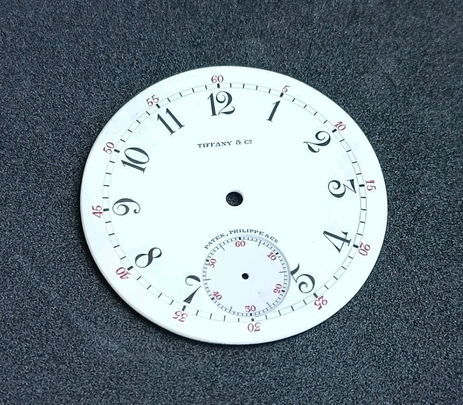 Rare Patek Philippe & Tiffany Co Pocket Watch Enamel DIAL ONLY Double Signed